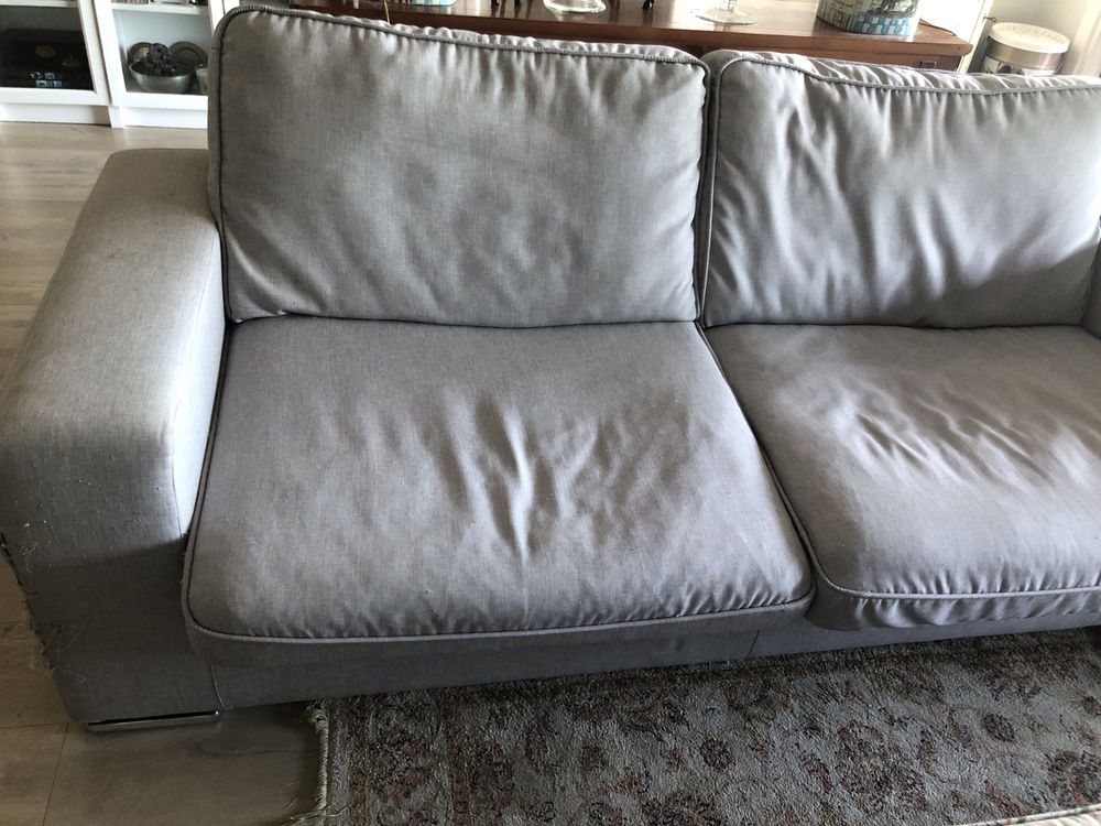 Sofá penas Chateaux D’Ax cinza prata 210cm