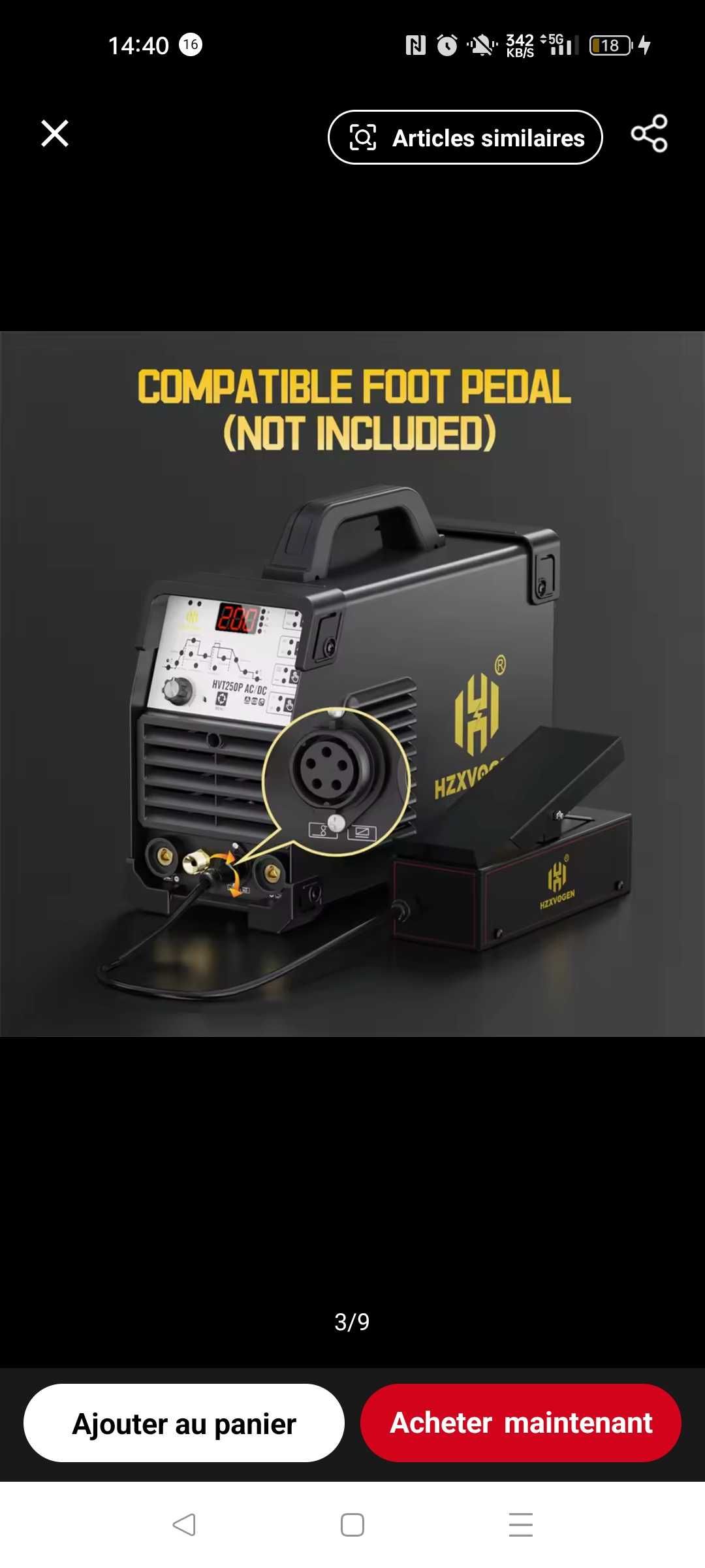 Hzxvogen Hvt250P Tig AC/DC Welder
