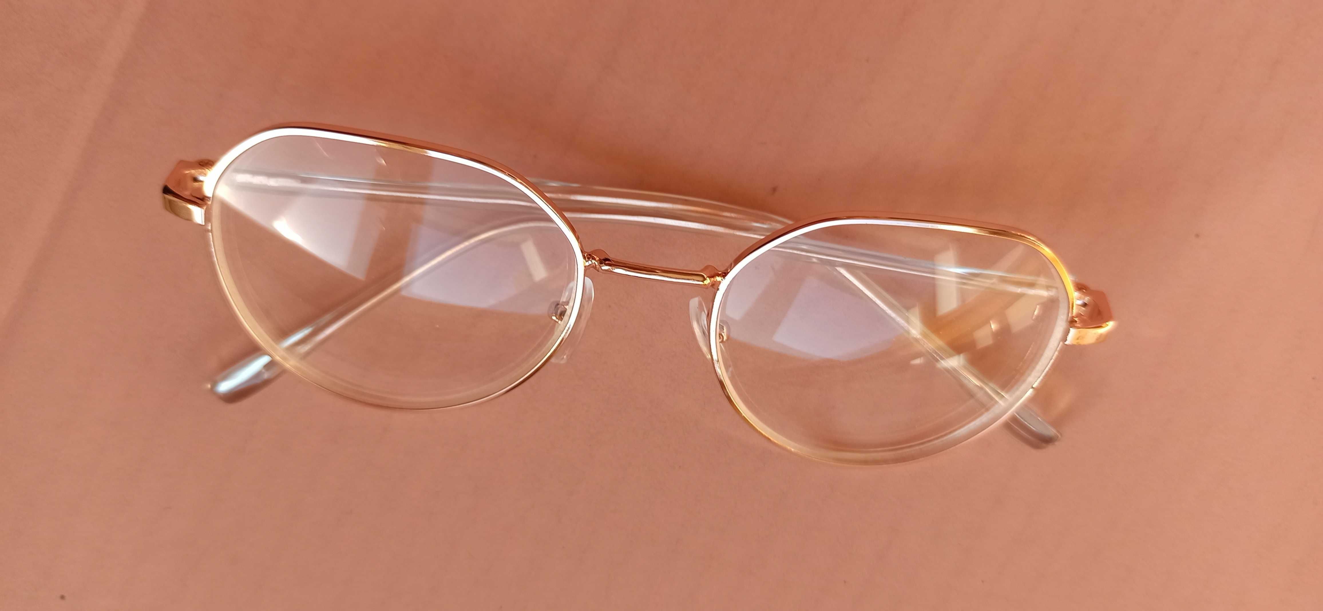 złote minus 3 piękne metalowe lekkie okulary
