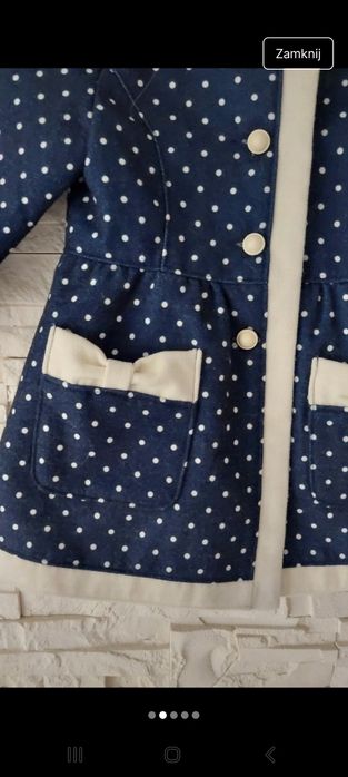 Płaszczyk 5-6l grsnat groszki kokardki