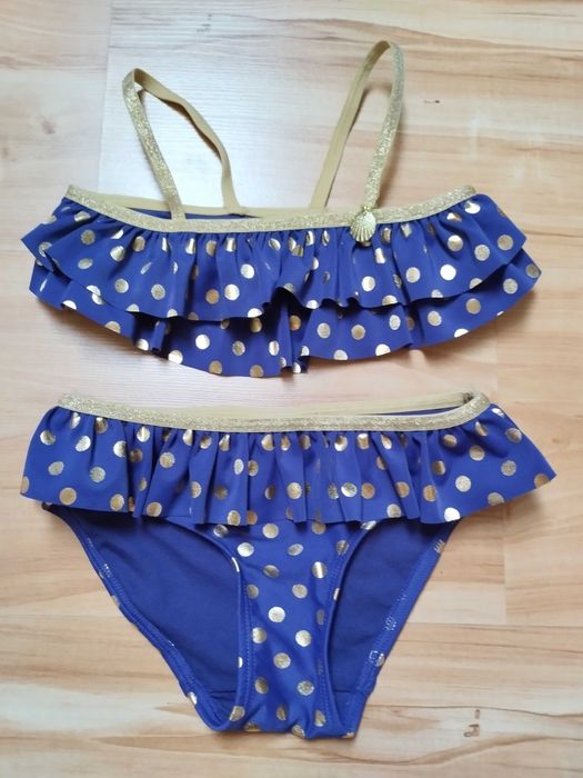 Kostium kąpielowy 98/104 H&M bikini falbanki kropki