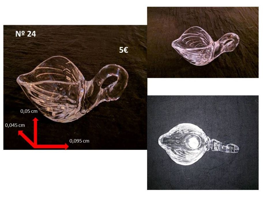 Caixas, taças, castiçais em cristal