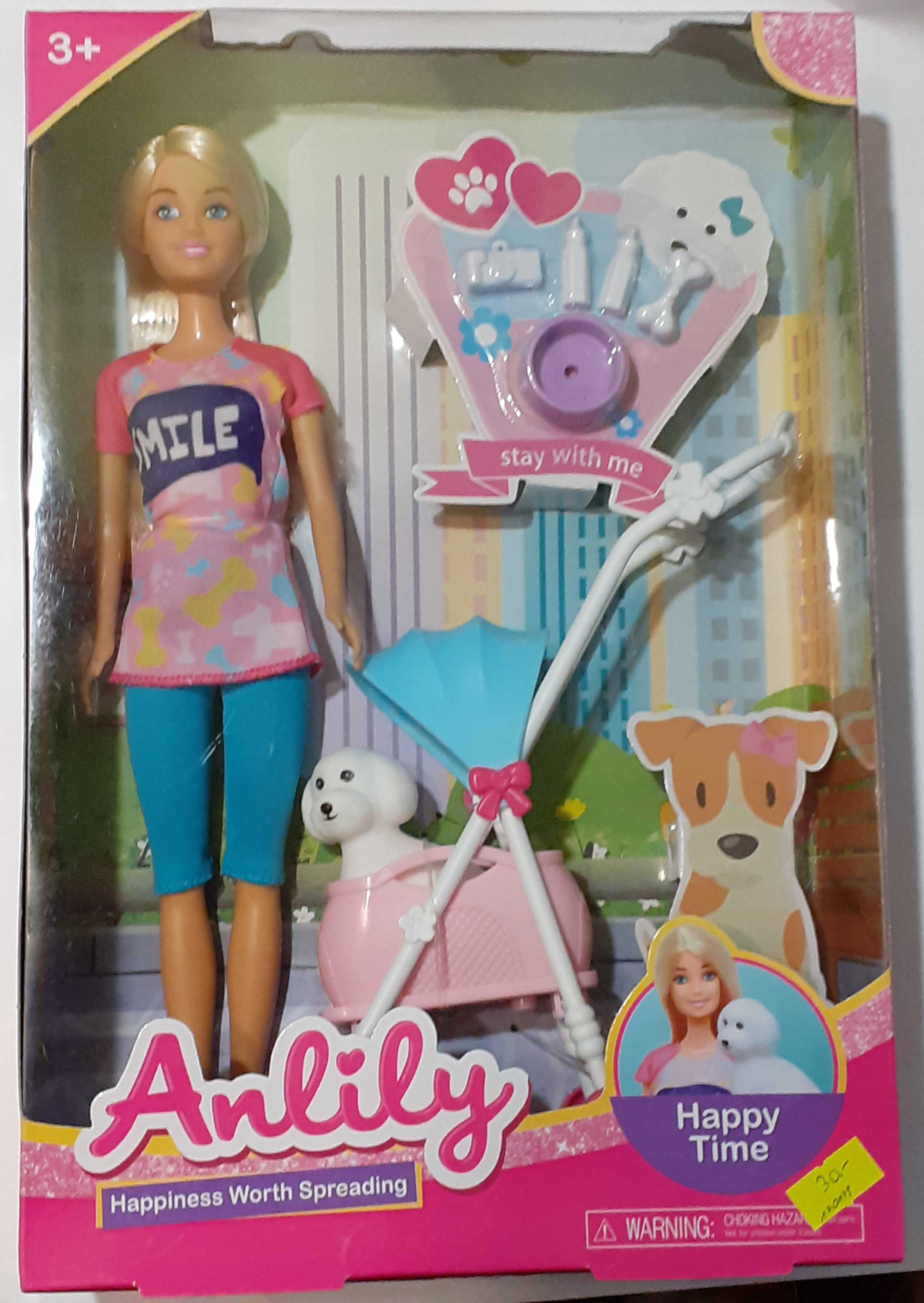 Lalka typu barbie Anlily wózek  piesek