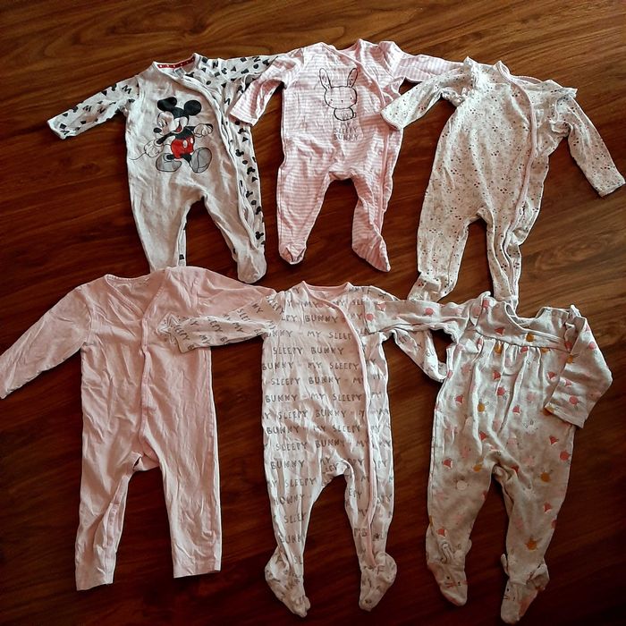 Pakiet pajacy/śpiochów dla dziewczynki rozmiar 80