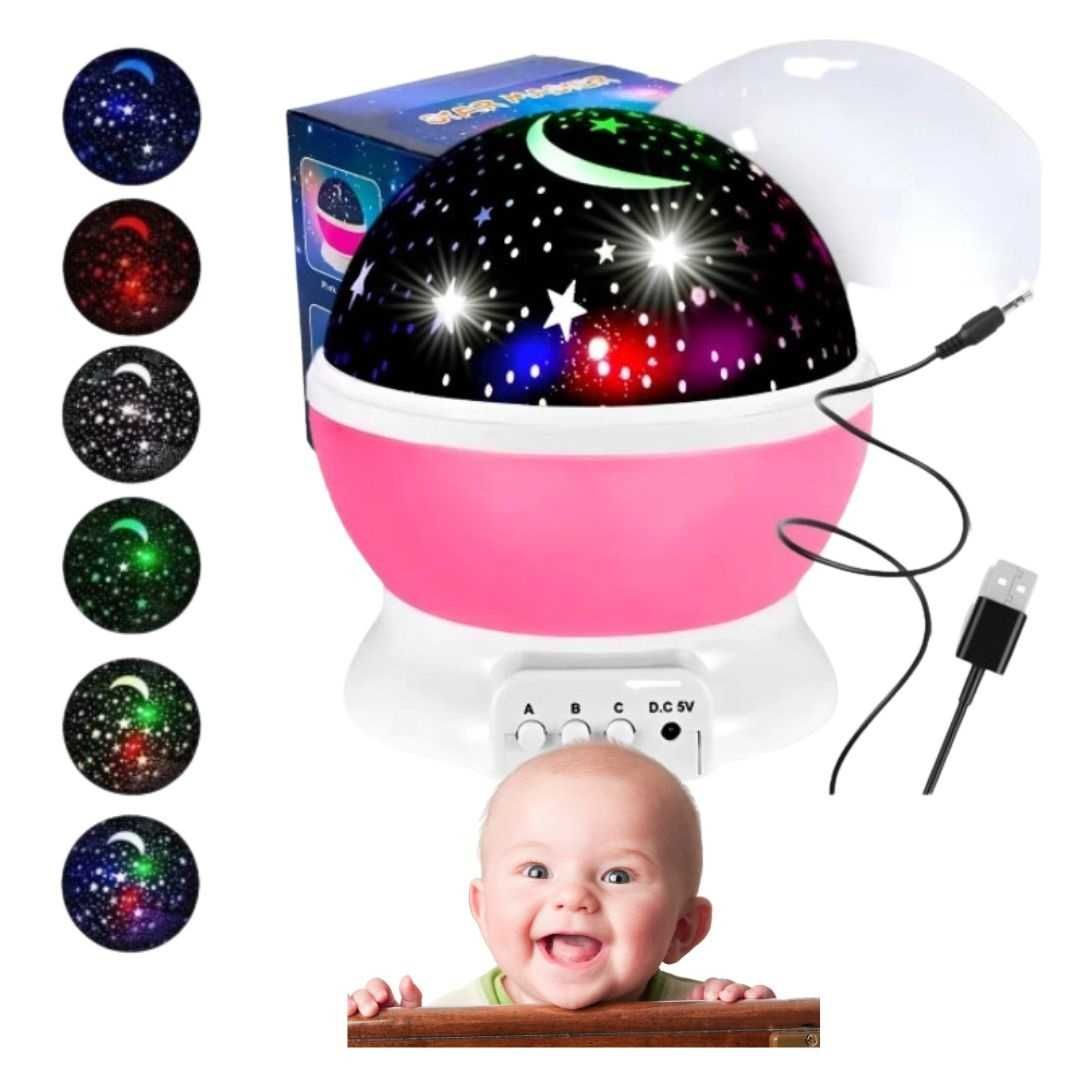 Nowa Lampka nocna, projektor gwiazd, kosmos wielokolorowa, zestaw, USB