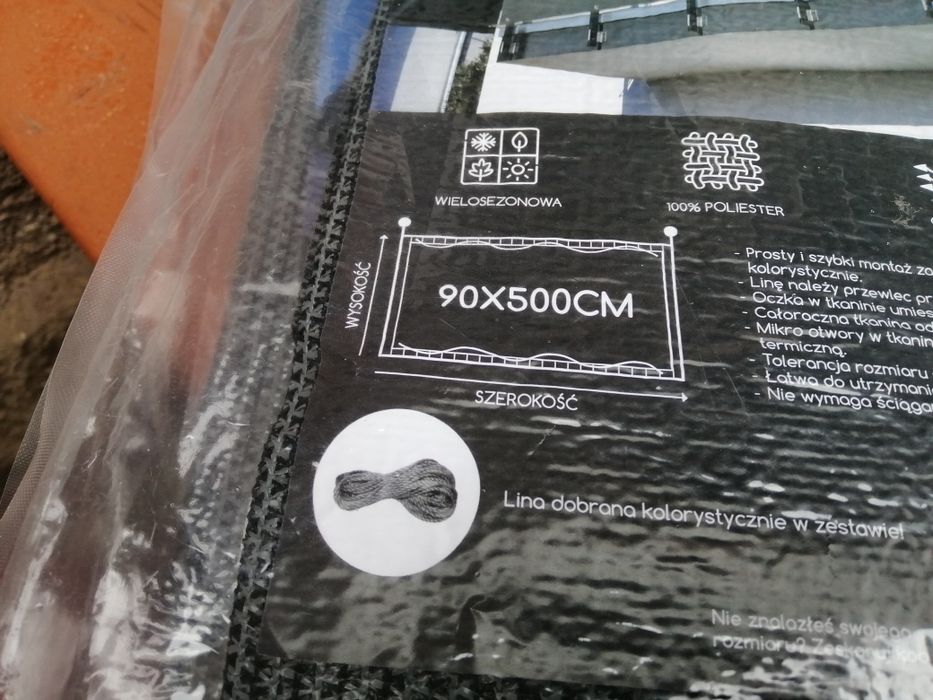 Osłona na balkon nowa 5m x 0.9m mata balkonowa szara