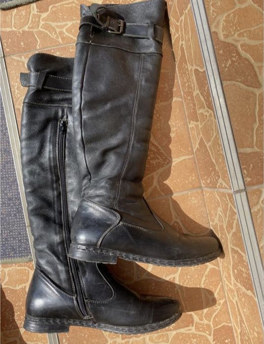 Шкіряні зимові ботфорди