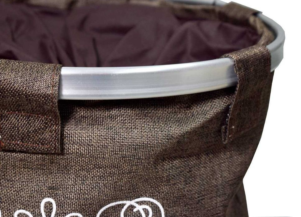 Kosz worek na pranie bieliznę materiałowy brązowy 70L