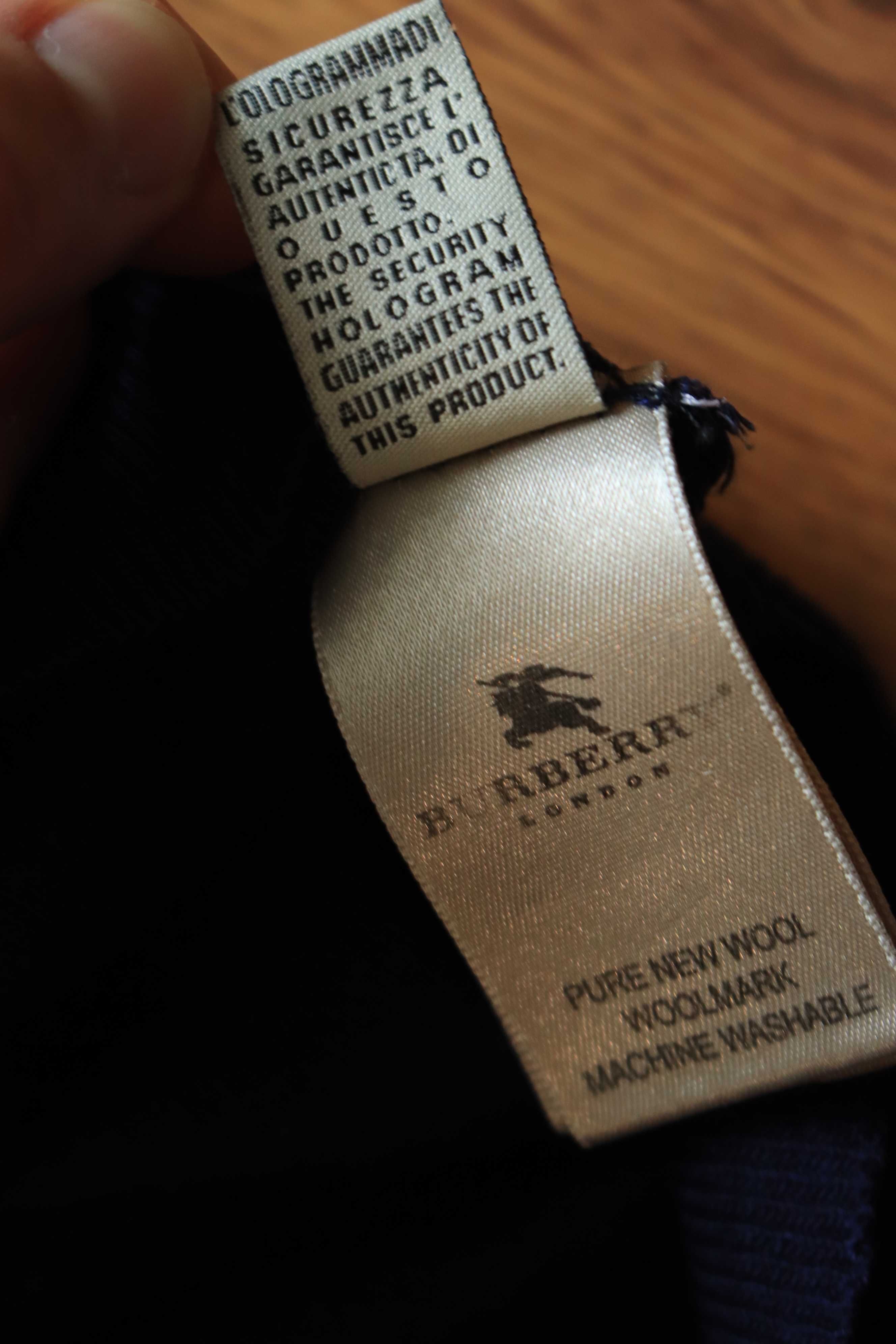 Sweter Burberry r. L fioletowy wełna dł. rękaw dobry stan