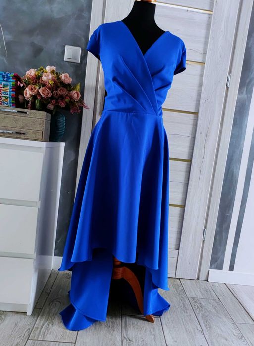 długa balowa suknia asymetryczna rozmiar xl 42 sukienka wieczorowa