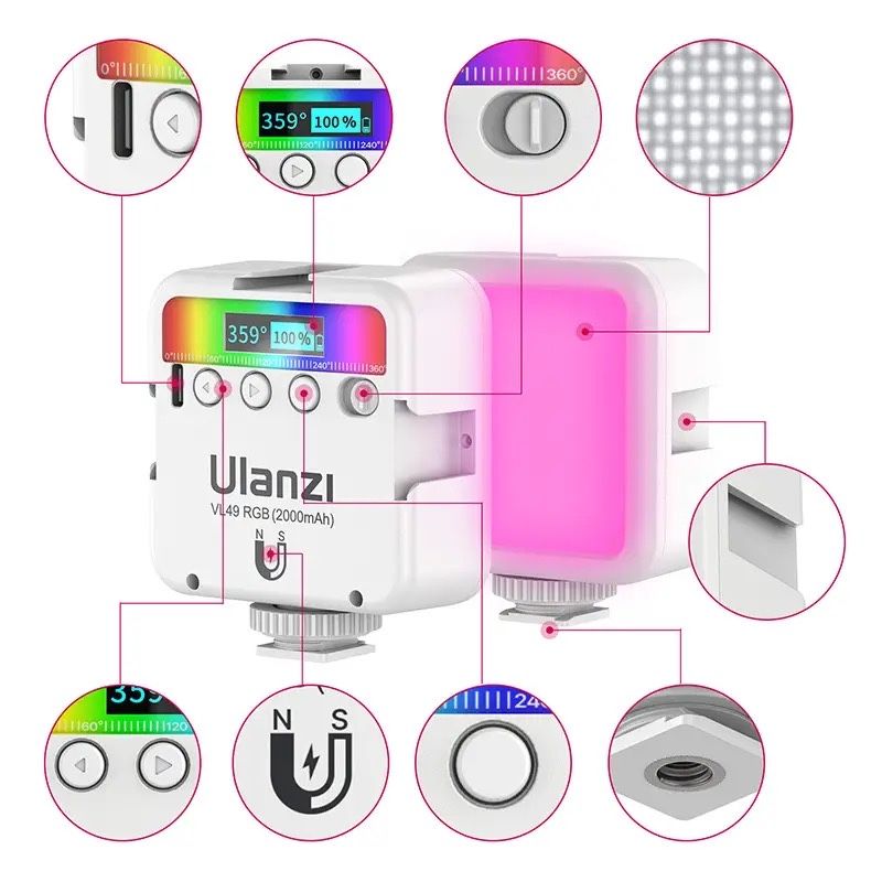 Накамерне світло Ulanzi VL49 LED RGB, кольорова лампа для блогерів