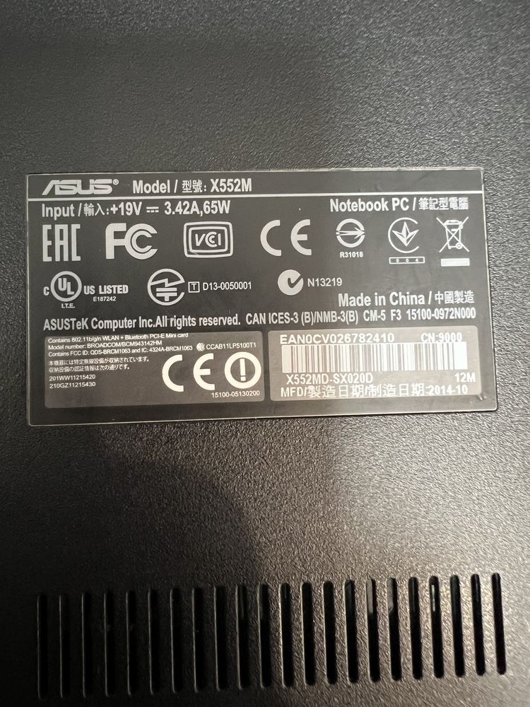 Ноутбук Asus X552MD black