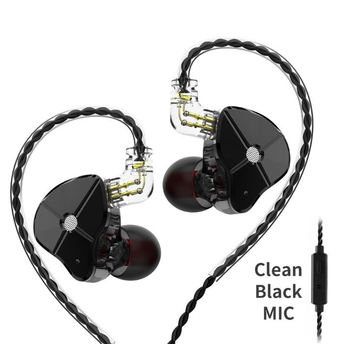 Наушники TRN ST1 Mic двухдрайверные гибридные Оригинал Чёрный