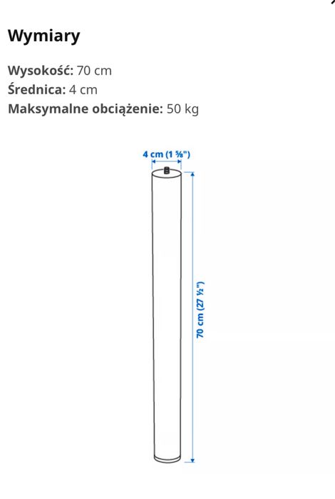 Dwie nogi do biurka Ikea ADILS nowe