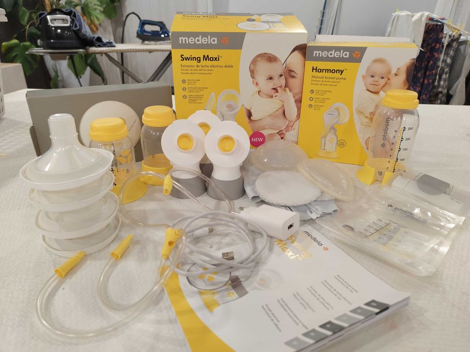 Bomba de extração de leite Medela swing Maxi + bomba manual Harmony