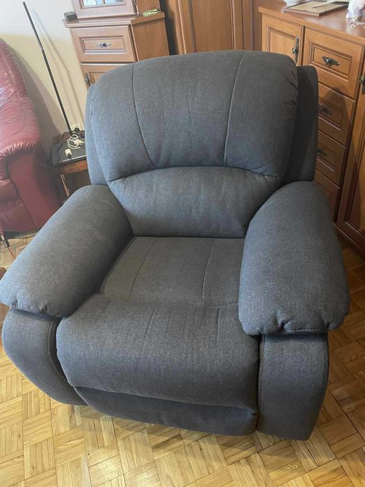 Fotel wypoczynkowy, rozkładany, szary melanż