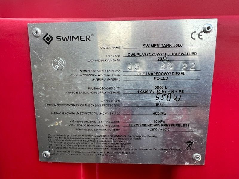 Zbiornik na paliwo ON Swimer Tank 5000 z pompą 2022r