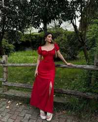 Жіноча сукня міді із креп-жатки колір червоний