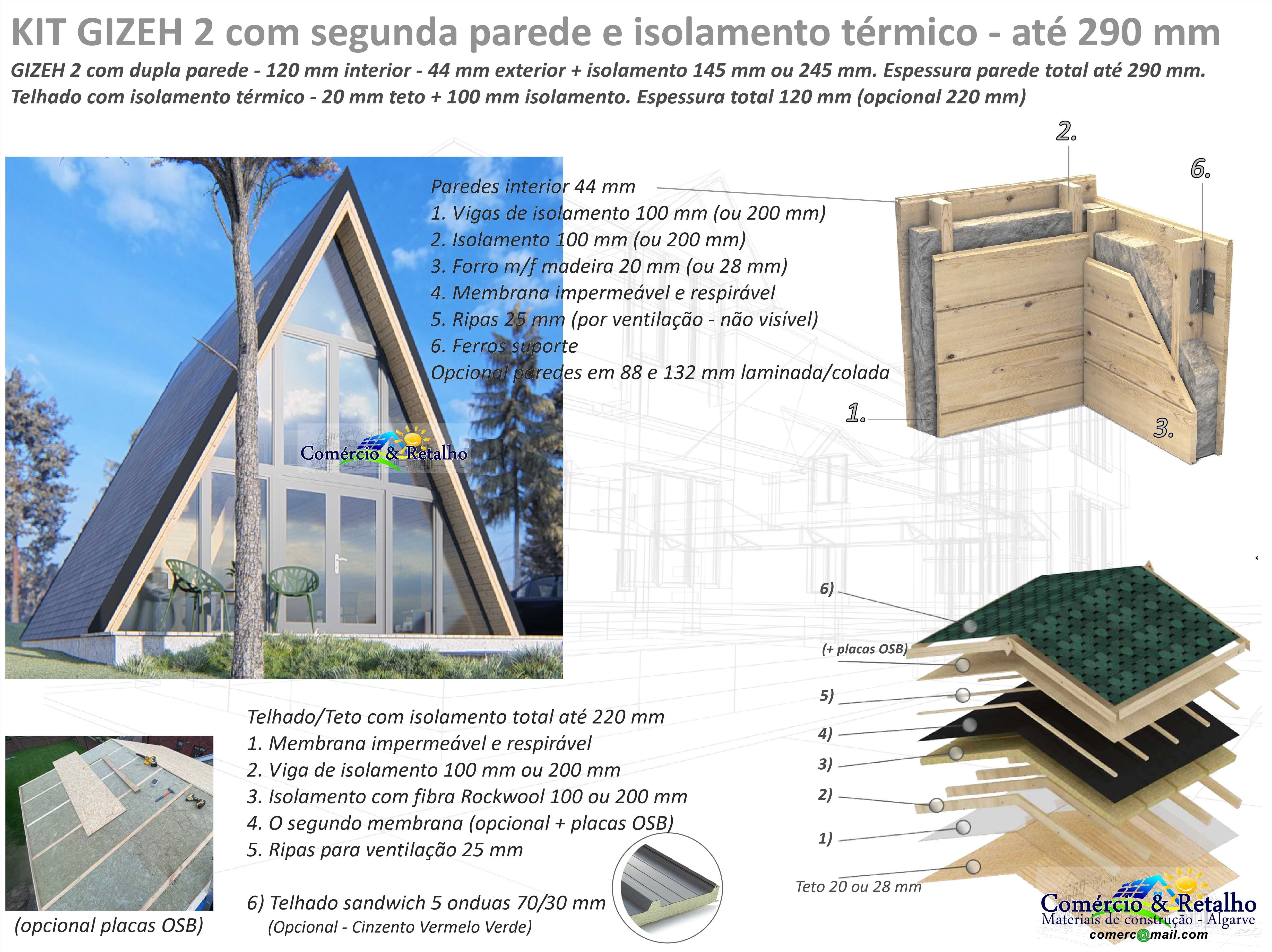 Casa Madeira GIZEH 2  44m² Mezzanine Pré-fabricada - Preço imbatível