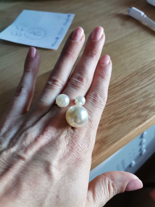 Anel dourado 3 Pérolas