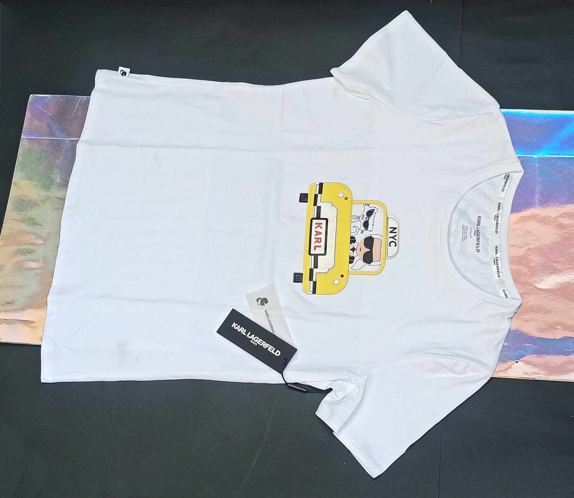 KARL LAGERFELD Oryginalny T-Shirt Koszulka Bluzka N.Y. Taxi Choupette