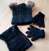 Komplet zimowy 2-4lata czapka komin rękawiczki