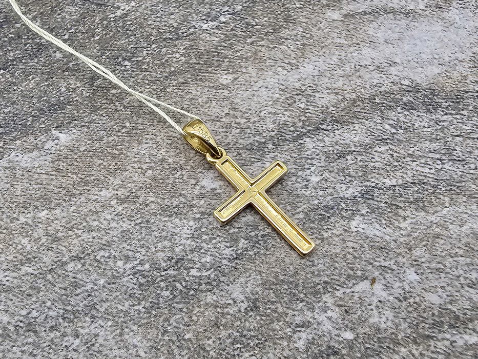 Złoty krzyżyk apart P: 585 WIELKOŚĆ WYS:2CM SZ:1CM