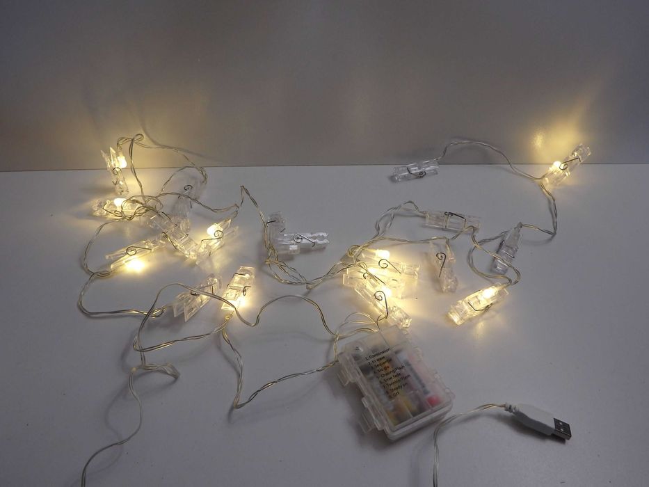 dekoracja girlanda z klamerek led 3m