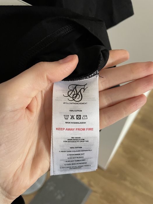 SIKSILK czarna bluzka na krótki rękaw 100% bawełna M
