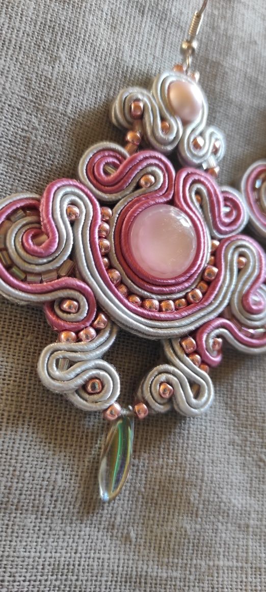 Kolczyki sutasz soutache ślubne Boho