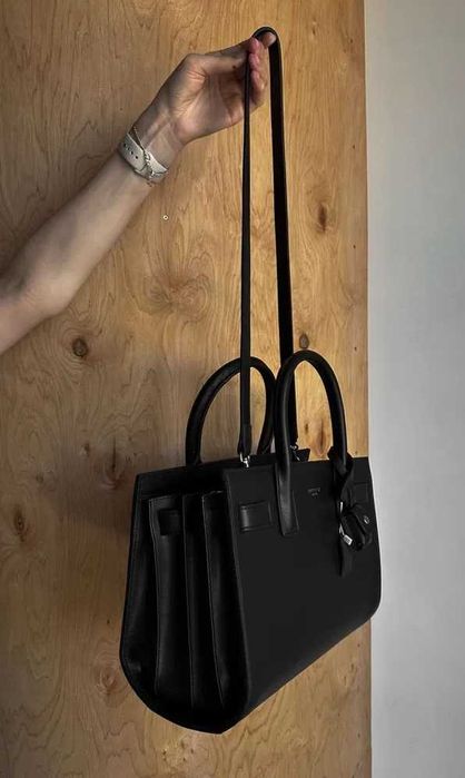Сумка YSL Yves Saint Laurent гладка шкіра чорна