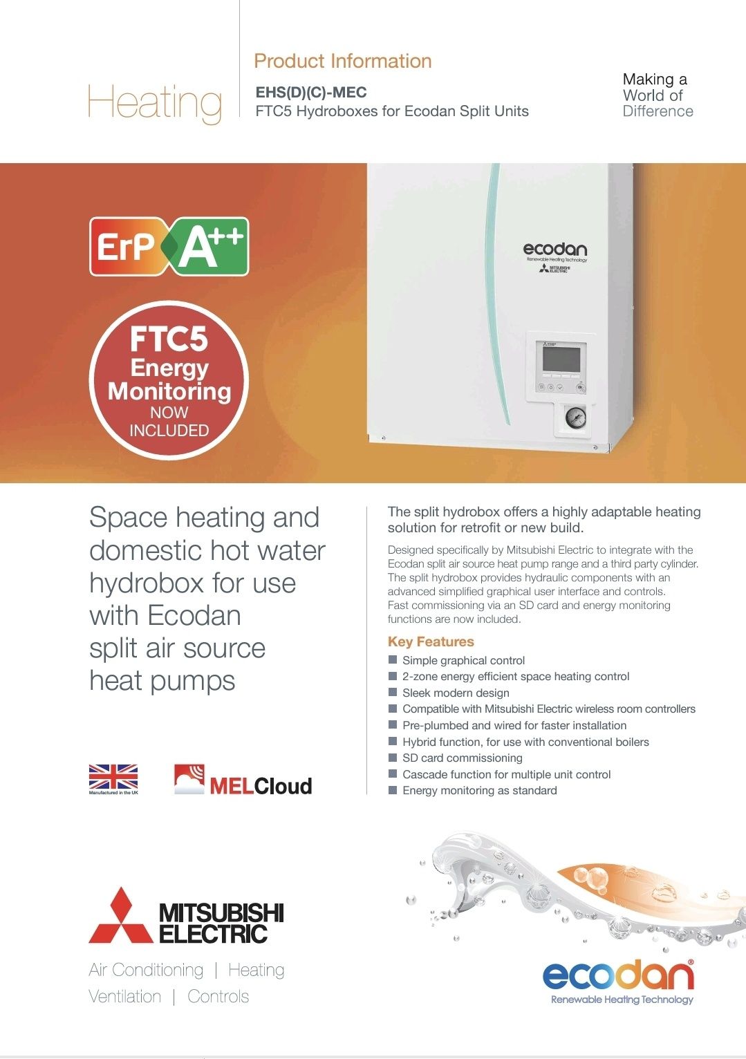 Pompa Ciepła MitsubishiI EHSD-MEC.UK  jedn wewn split FTC5