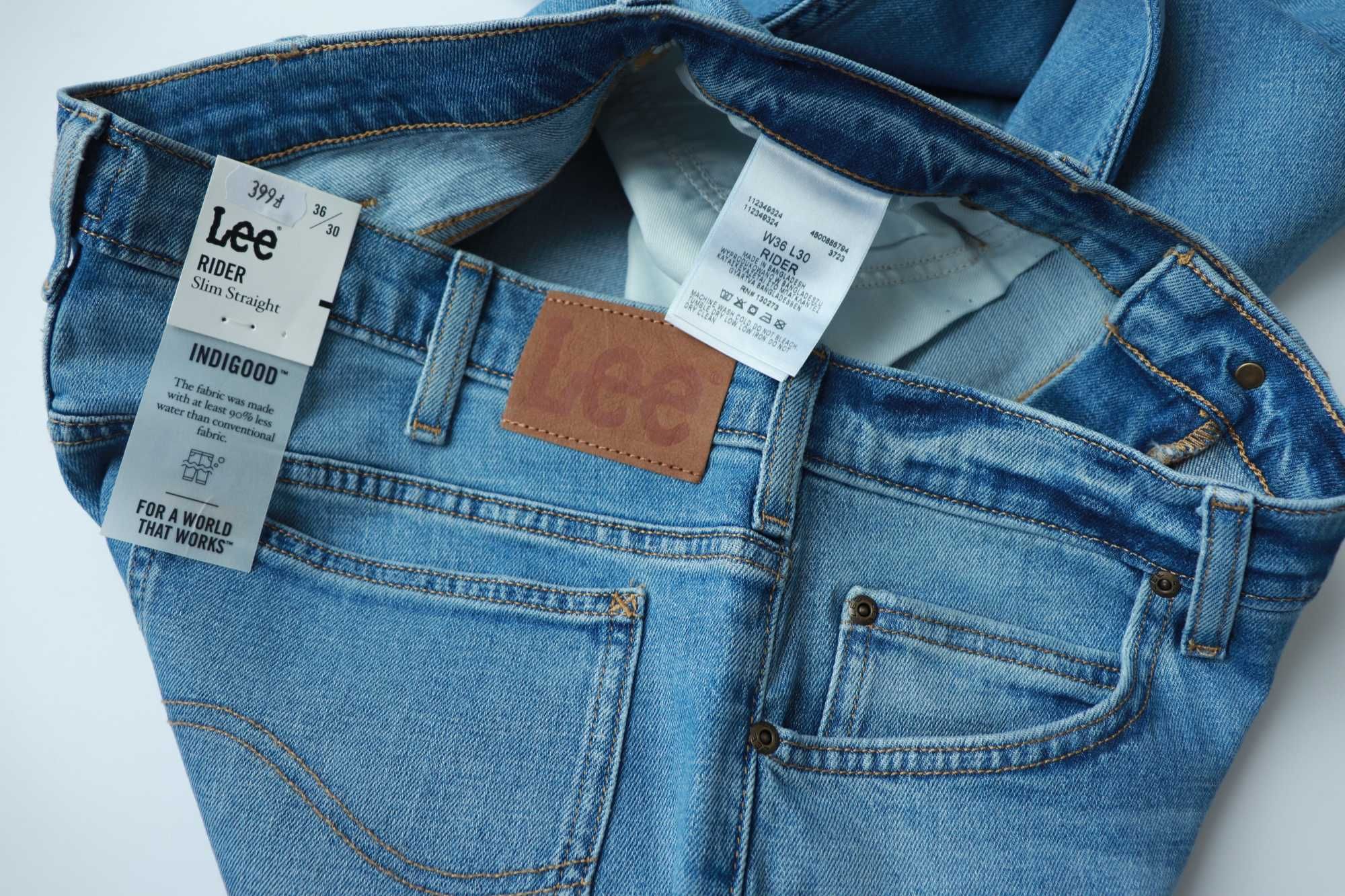 LEE RIDER W36 L30 męskie spodnie jeansy slim straight nowe okazja