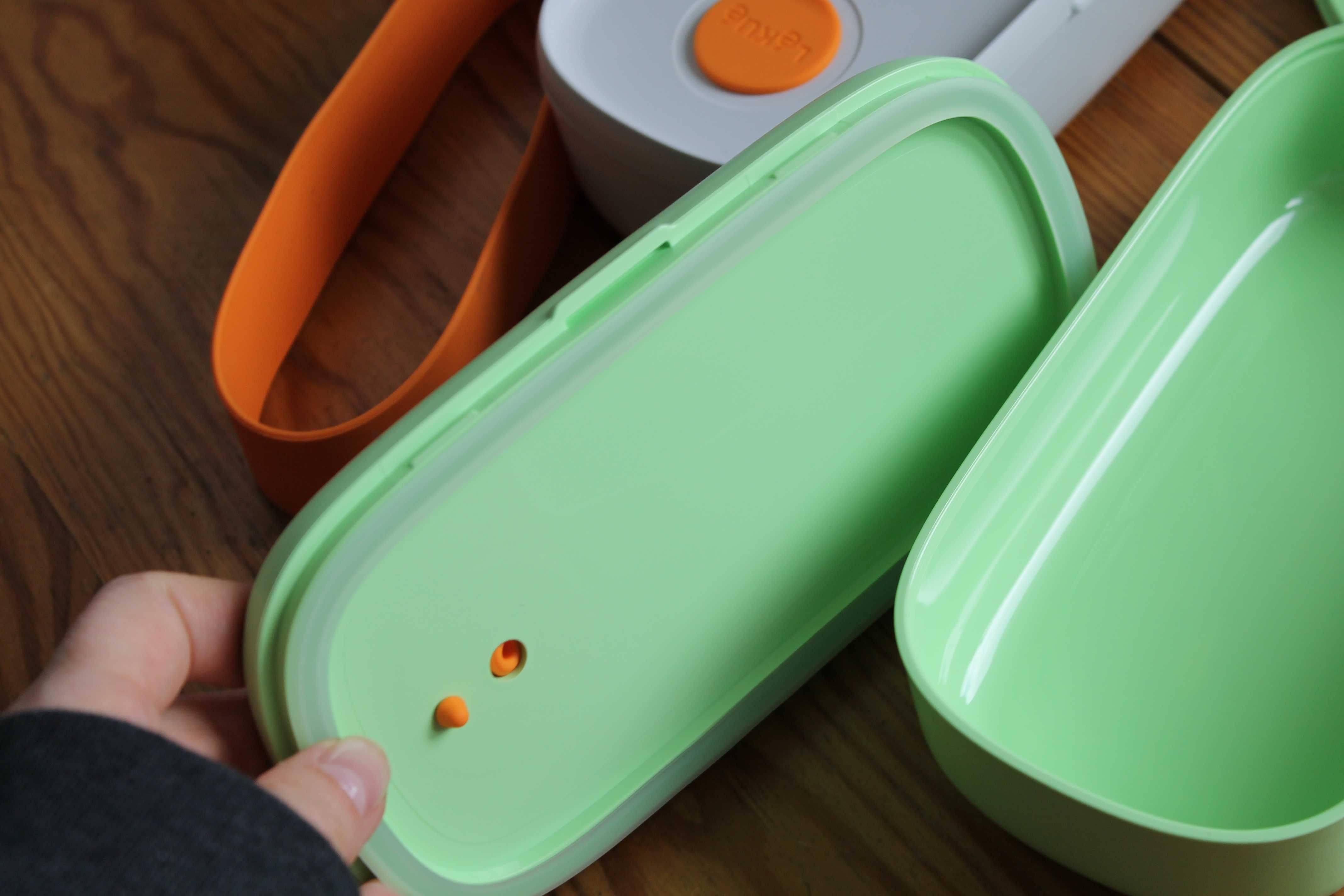 Lunchbox TO GO limonkowy Lekue, 2 hermetyczne pojemniki na żywność