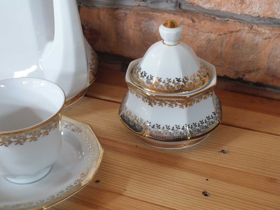 Serwis Kawowa Herbata Porcelana Bavaria Winterling manufaktura złocony
