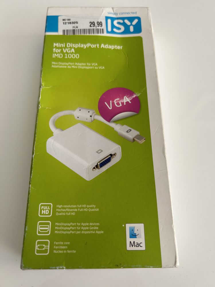 Adapter Mini DisplayPort for VGA Nowy