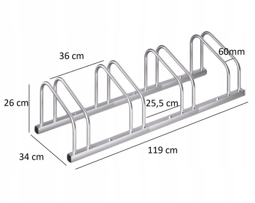 Stojak Uchwyt Parking Rowerowy na 4 Rowery Rower ŁATWY MONTAŻ Mocny
