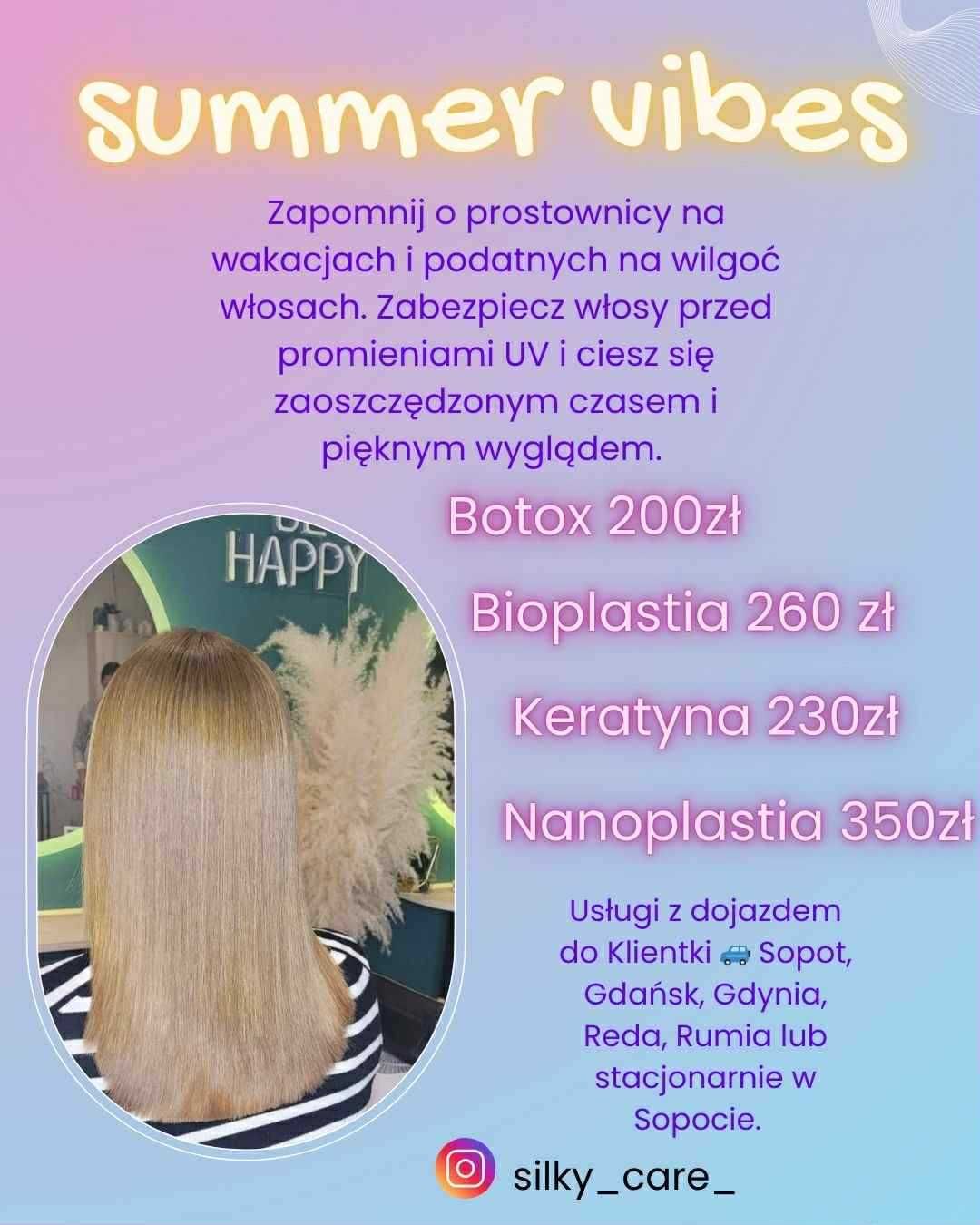Keratynowe prostowanie włosów, Botox,  Bioplastia, Nanoplastia