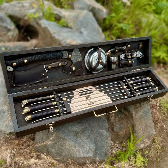 Набір шампурів "Практичний" в ящику, подарочный набор шампуров