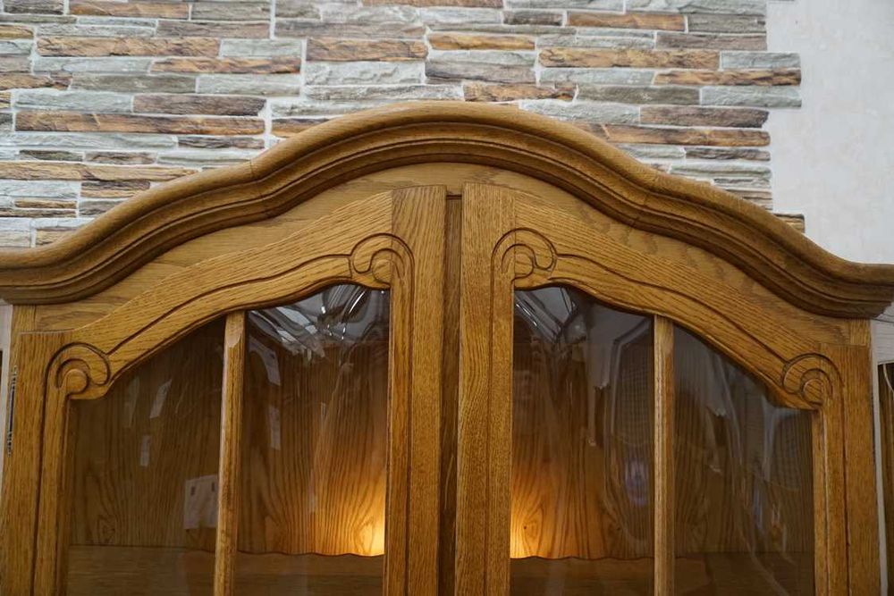 witryna z komodą dębowa podświetlana szer. 155 cm  (p-870)  -20%  -20%