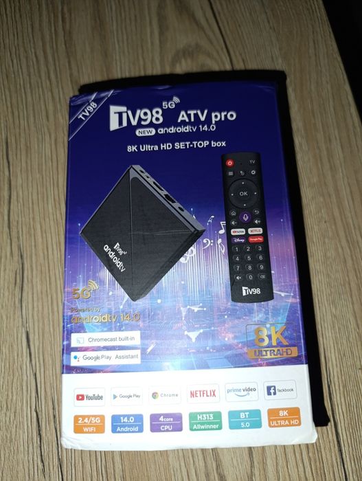 Android box do telewizora TV98 ATV PRO Android 14 4 core bt 8k