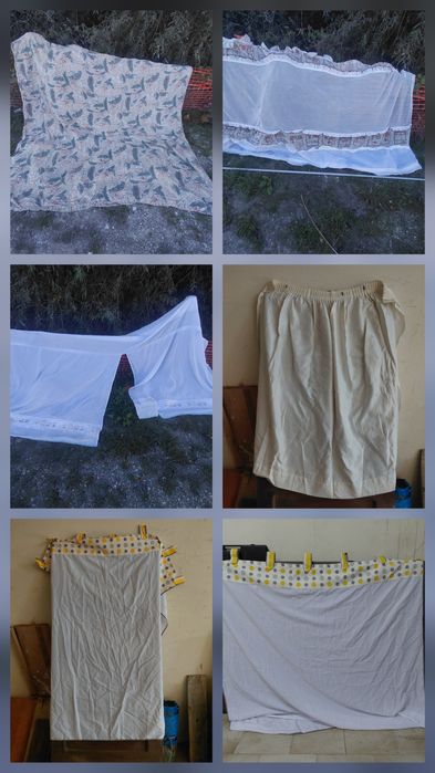Capa de colchão e cortinas variadas