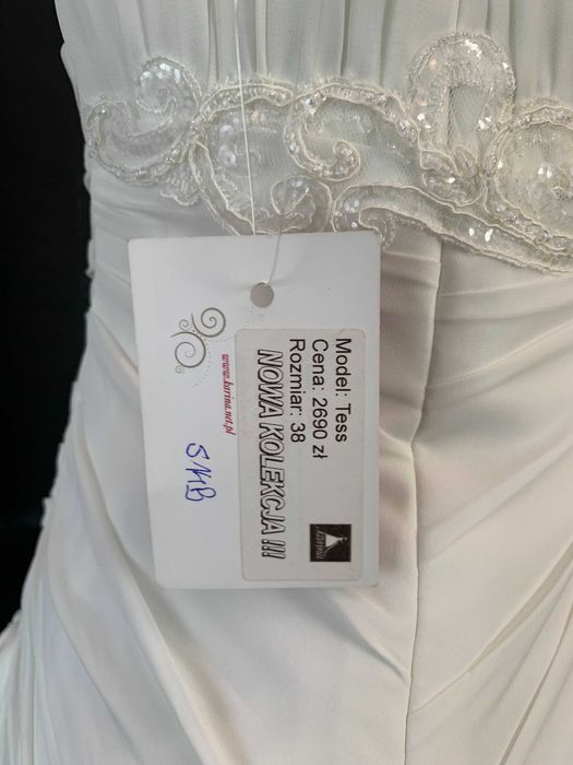 Nowa z metką suknia ślubna empire biała lekka 38 M cywilny za granicą