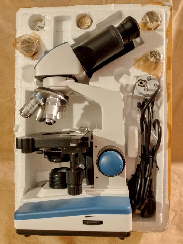 Mikroskop biolog. 1000x AmScope LED XY dwuoczny pzo studar zeiss delta