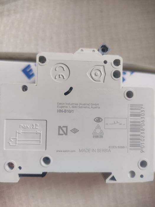 EATON HN-B10/1 wylącznik nadprądowy 1P B 10A 6kA 1-fazowy, 3 sztuki