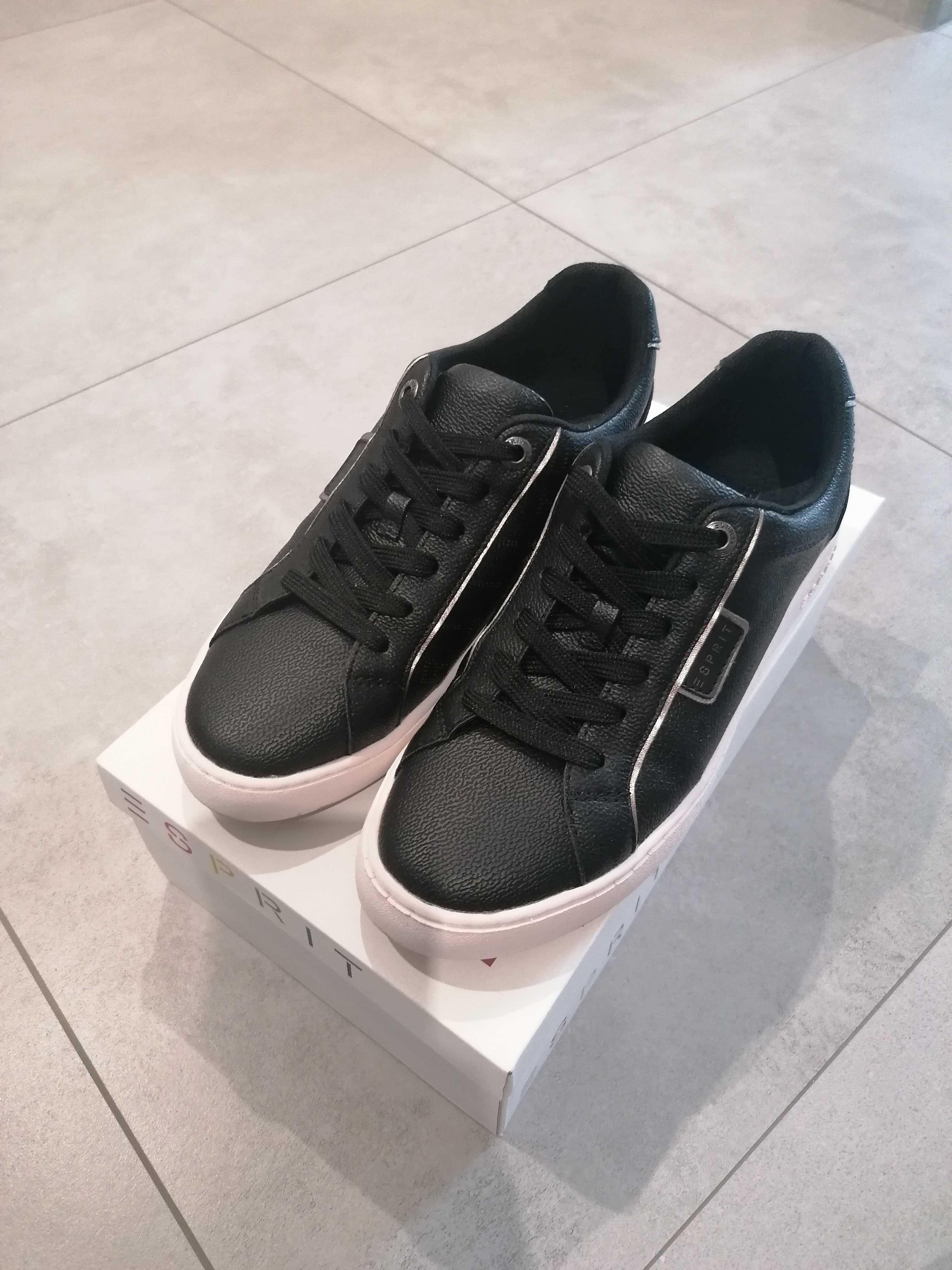 Esprit buty sneakersy czarne r. 39 38 jak nowe.