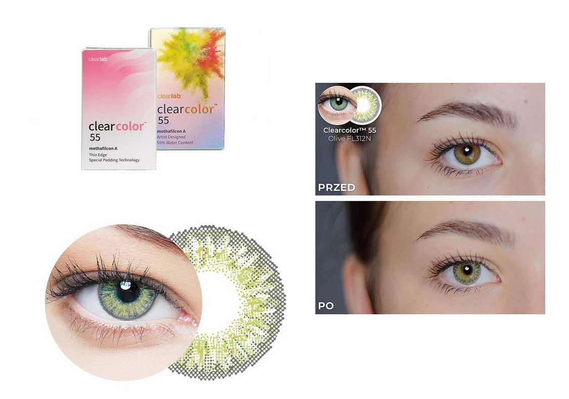 Контактні кольорові лінзи Clear Color 55 (Olive FL312N), -0.50 (2 шт)