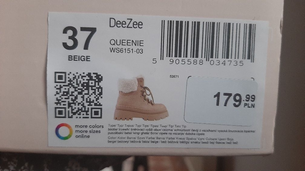 Nowe Buty trapery beżowe z futerkiem CCC r.37