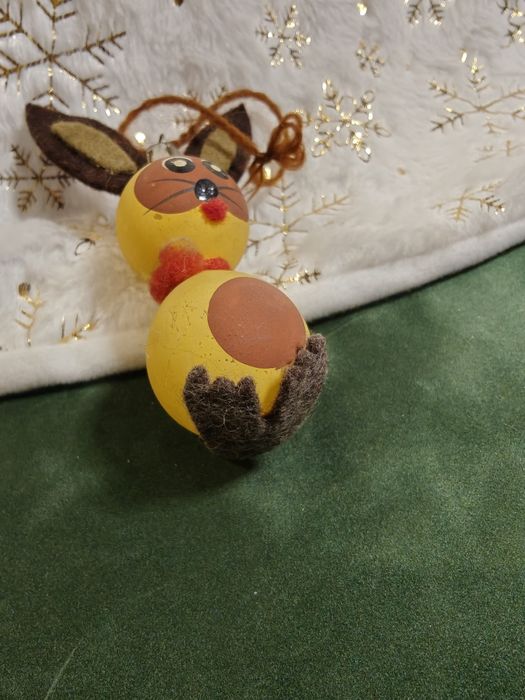 Bombka choinkowa Zajączek szkło PRL