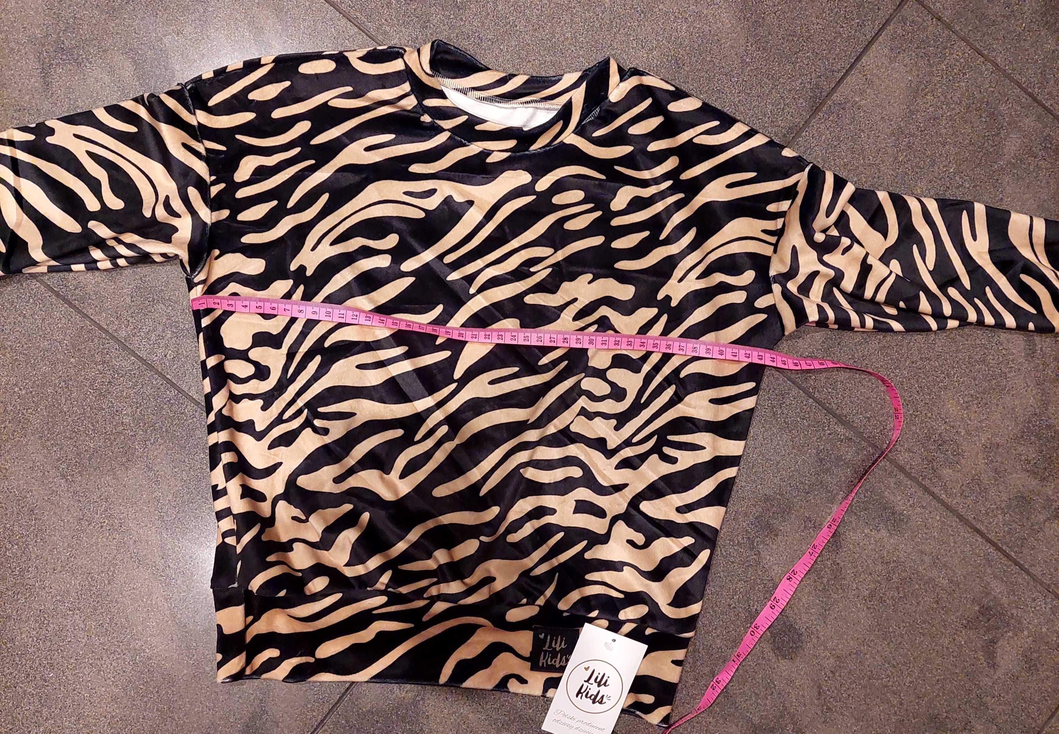 Nowy komplet welur bluza i leginsy od Lili Kids r 116 beż zebra